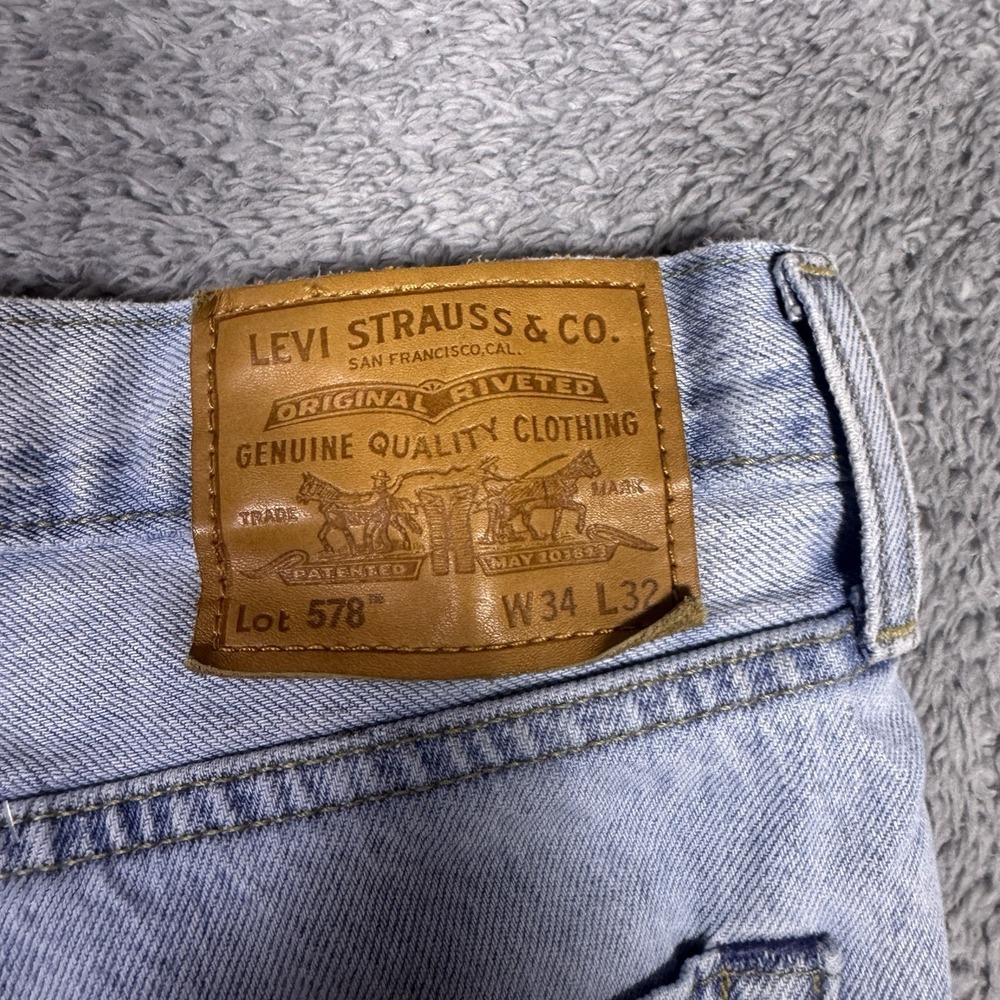 Levis 578 Jeans Mens 32x30 Light Wash Baggy Denim Skater Y2K Stovepipe Premium - Picture 8 of 15